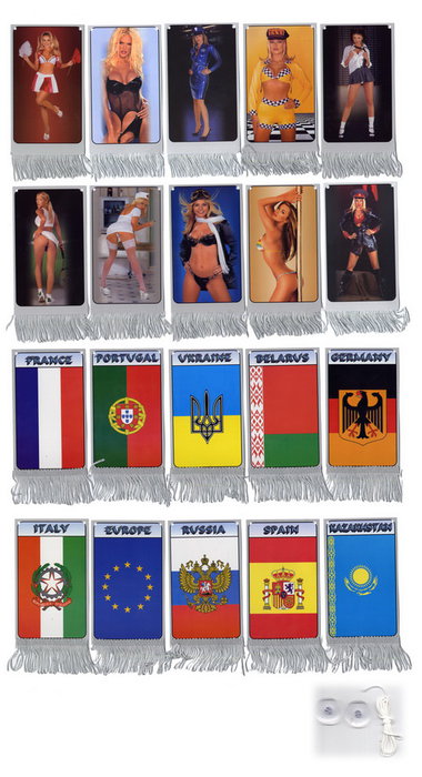 Флажки с бахромой Флаги стран и девушки