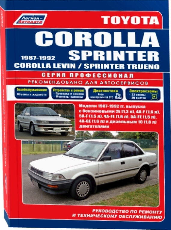 TOYOTA COROLLA / COROLLA LEVIN  / SPRINTER / SPRINTER TRUENO 1987 - 1992 бензин / дизель Руководство по ремонту и эксплуатации
