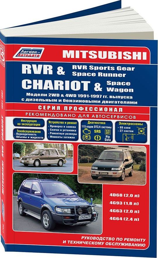 Книга MITSUBISHI SPACE WAGON / RVR / CHARIOT (Мицубиси Спейс Вагон) 1991-1997 бензин / дизель Пособие по ремонту и эксплуатации