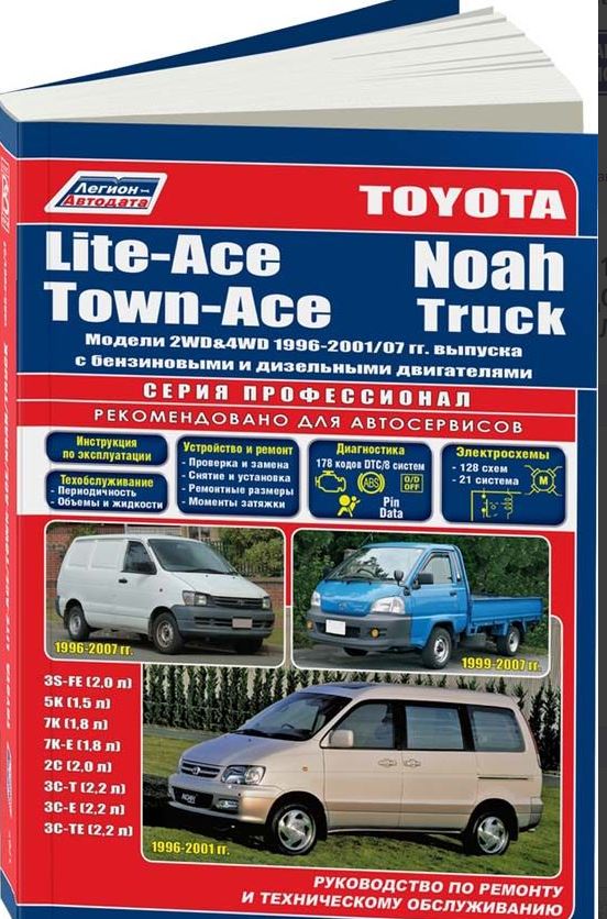 Руководство TOYOTA TOWN-ACE / LITE-ACE / NOAH (Тойота Таун Айс) 1996-2007 бензин / дизель Пособие по ремонту и эксплуатации