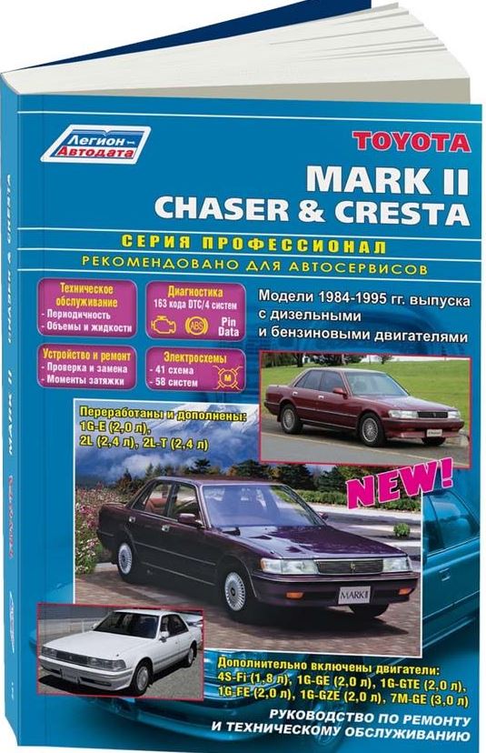 Пособие TOYOTA MARK II / CHASER / CRESTA (Тойота Марк-2) 1984-1995 бензин / дизель Книга по ремонту и эксплуатации