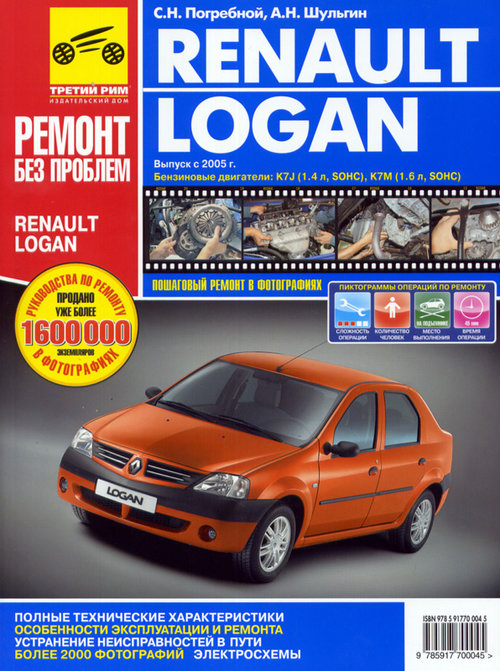 Книга RENAULT LOGAN (Рено Логан) с 2005 бензин Руководство по ремонту в цветных фотографиях