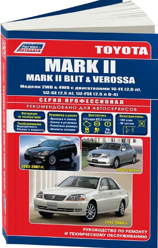 Руководство TOYOTA MARK II / MARK II BLIT / VEROSSA (Тойота Марк 2) 2000-2007 бензин Пособие по ремонту и эксплуатации