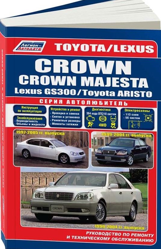 Книга TOYOTA CROWN / CROWN MAJESTA (Тойота Краун Мажеста) 1999-2004 бензин Пособие по ремонту и эксплуатации