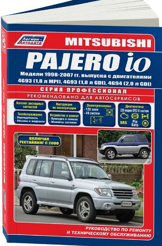Книга MITSUBISHI PAJERO IO (Мицубиси Паджеро ИО) 1998-2007 бензин Пособие по ремонту и эксплуатации
