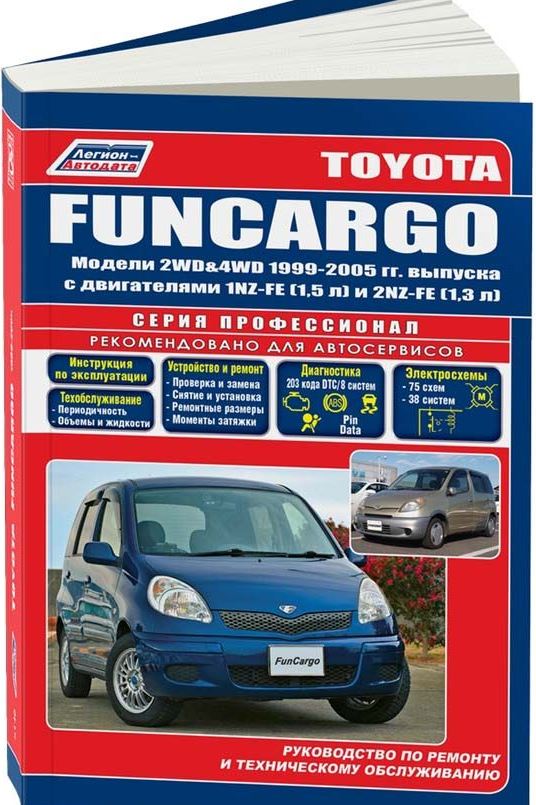 Книга TOYOTA FUNCARGO (Тойота Фанкарго) 1999-2007 бензин Пособие по ремонту и эксплуатации