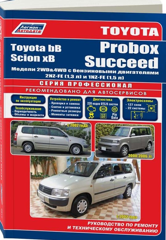 Руководство TOYOTA bB 2000-2005 / TOYOTA PROBOX / SUCCEED с 2002 бензин Пособие по ремонту и эксплуатации