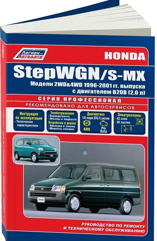 Книга HONDA STEPWGN / S-MX (Хонда Степвагон) 1996-2001 бензин Пособие по ремонту и эксплуатации