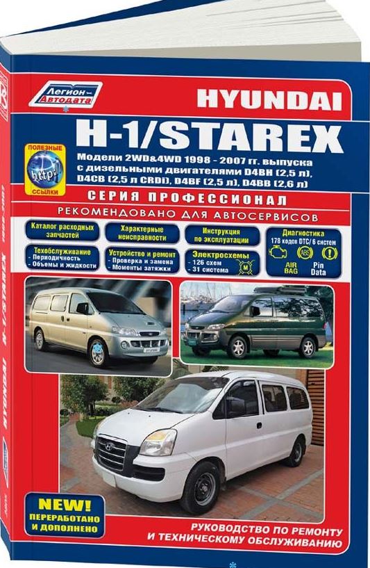 Книга HYUNDAI STAREX / H1 (Хендай Старекс) 1998-2007 дизель Пособие по ремонту и эксплуатации