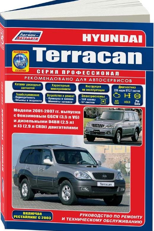 Книга HYUNDAI TERRACAN (Хендай Терракан) с 2001 бензин / дизель Пособие по ремонту и эксплуатации