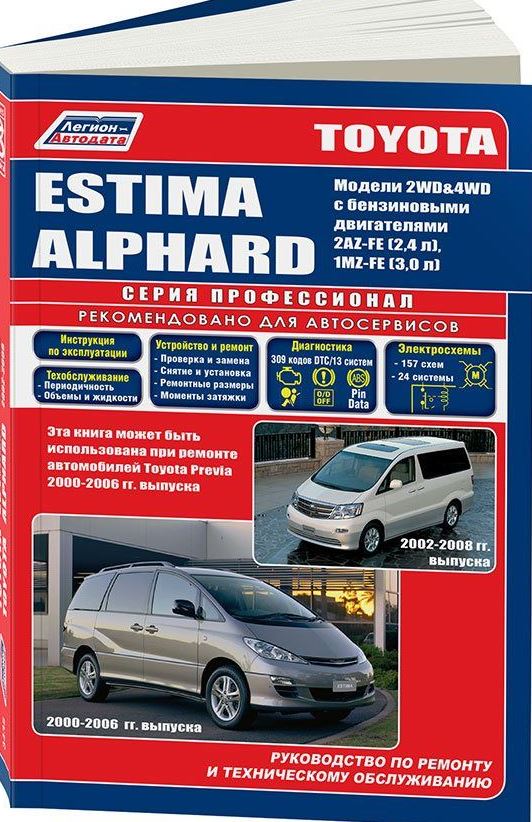 Руководство TOYOTA ESTIMA 2000-2006 / ALPHARD (Тойота Эстима) 2002-2008 бензин Пособие по ремонту и эксплуатации