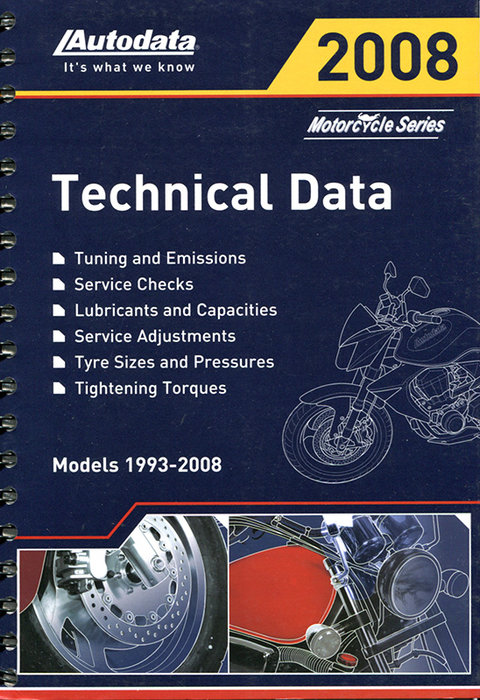 Регулировочные данные по мотоциклам 2008 (1993-2008)