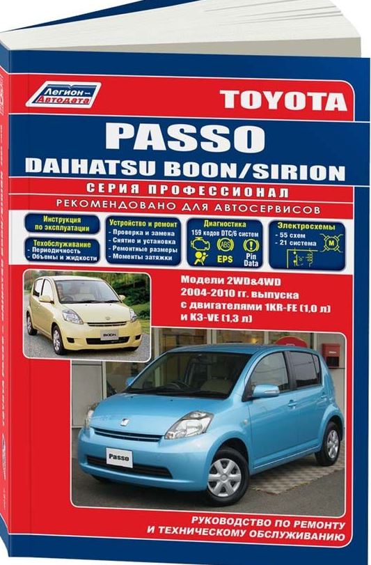 Книга TOYOTA PASSO, DAIHATSU BOON / SIRION (Тойота Пассо) с 2004 бензин Пособие по ремонту и эксплуатации