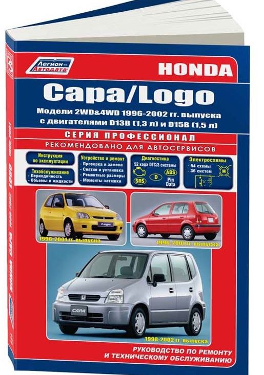 Книга HONDA CAPA (Хонда Капа) 1998-2002 бензин Пособие по ремонту и эксплуатации