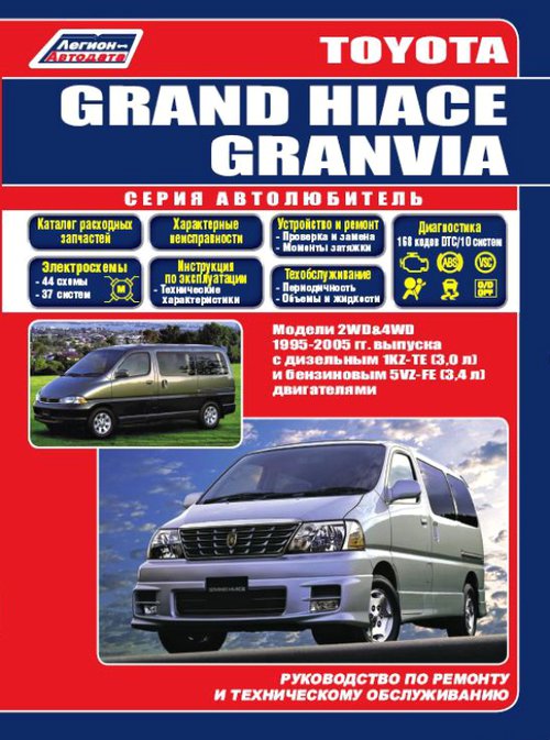 Книга TOYOTA GRAND HIACE (Тойота Гранд Хайс) 1995-2005 бензин/дизель Пособие по ремонту и эксплуатации