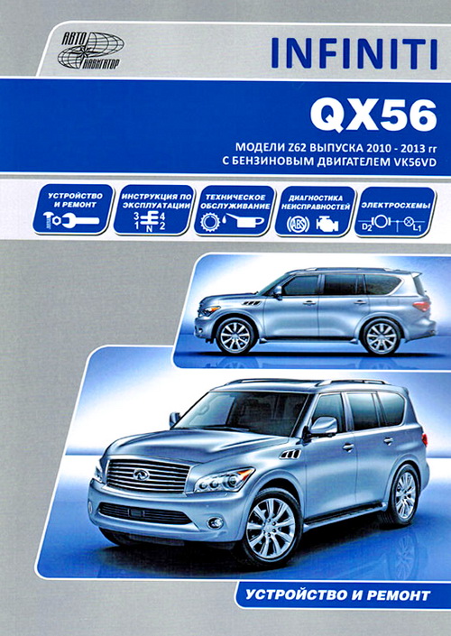 Книга INFINITI QX56 (Инфинити 56) 2010-2013 бензин Руководство по ремонту и эксплуатации