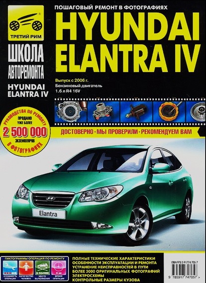 Книга HYUNDAI ELANTRA IV (Хендай Элантра 4) с 2006 бензин Руководство по ремонту в фотографиях